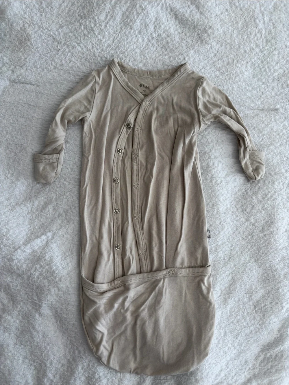 Kyte BABY Neutral Beige Snap-Front Infant Gown